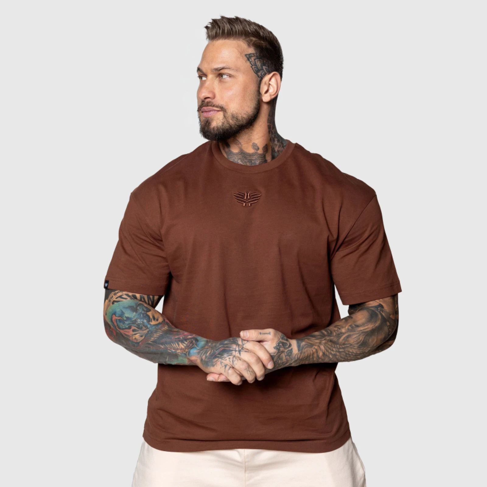 Oversized póló Iron Aesthetics 3D, barna · záber 3