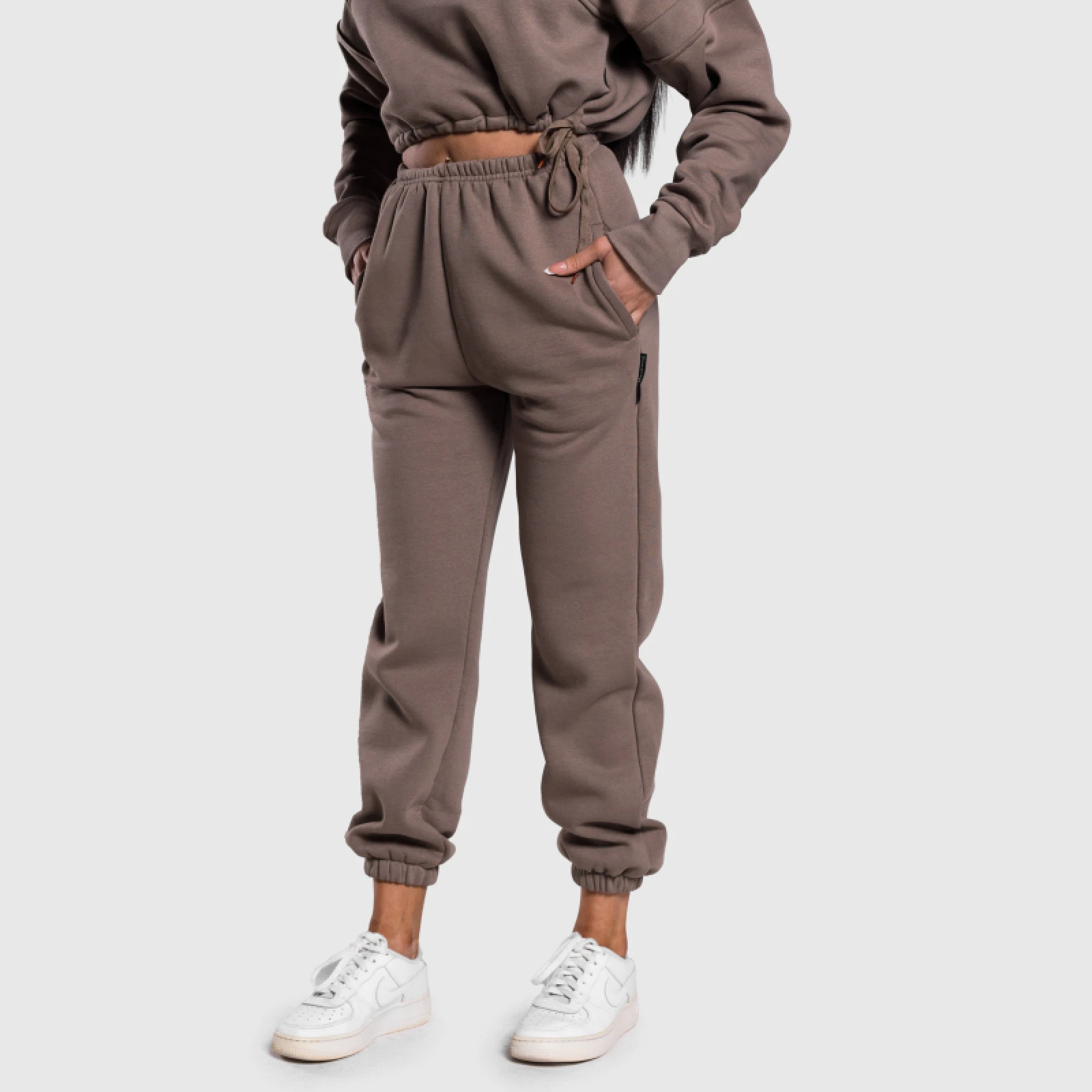 Női oversized melegítőnadrág Iron Aesthetics Simone, barna · záber 2
