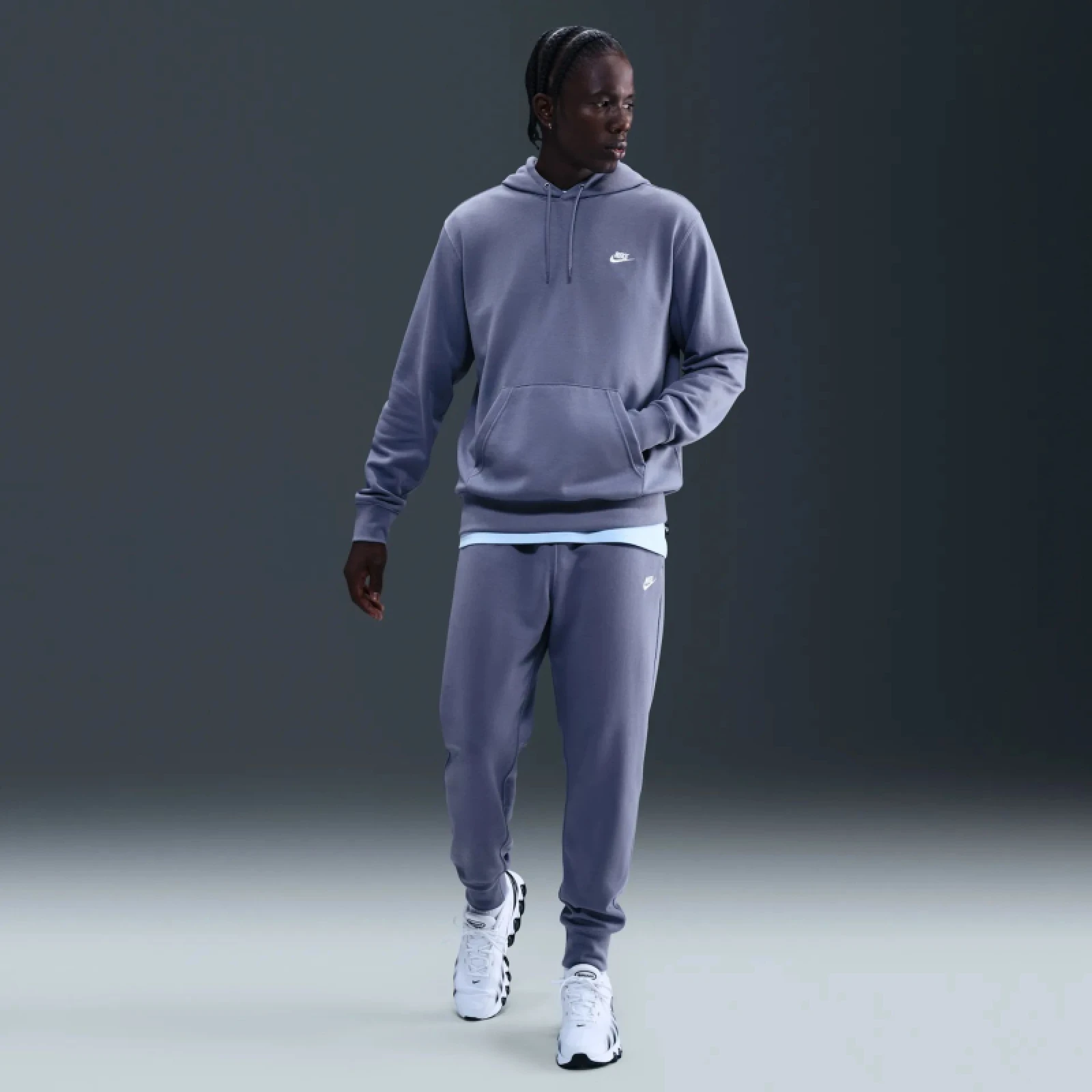 Férfi kapucnis pulóver NIKE M NK CLUB FT PO HOODIE WORLD INDIGO WORLD INDIGO WHITE · záber 5