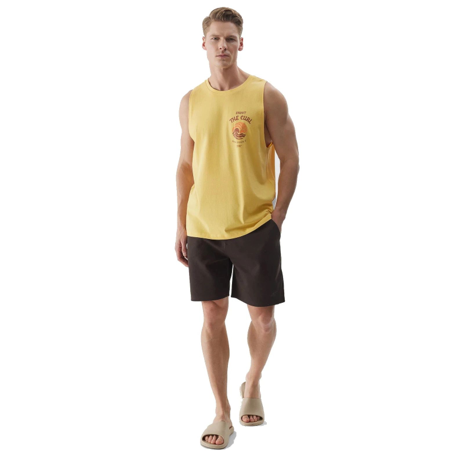 Férfi ujjatlan póló 4F TSHIRT-WSS24TTSHM1319-71S-YELLOW · záber 3