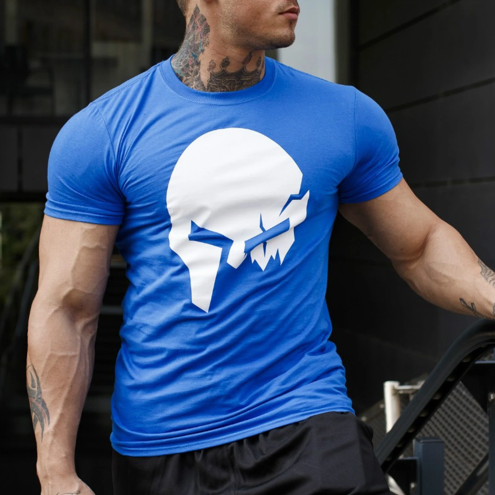 Ultrasoft póló Iron Aesthetics Skull, kék · záber 2
