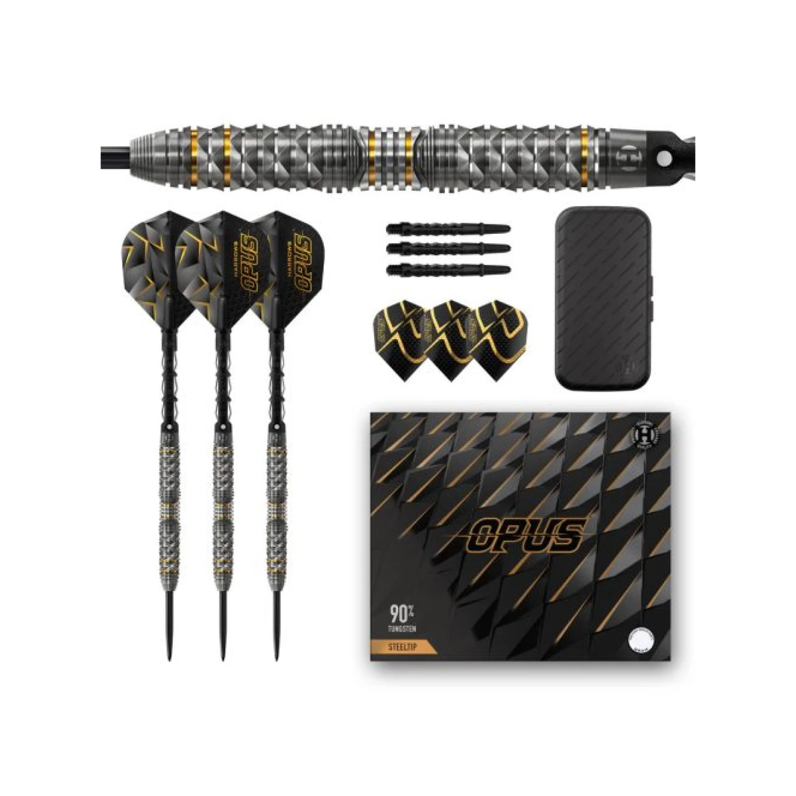 Dart szett steel Harrows Opus 25g, 90% wolfram gravírozott · záber 2