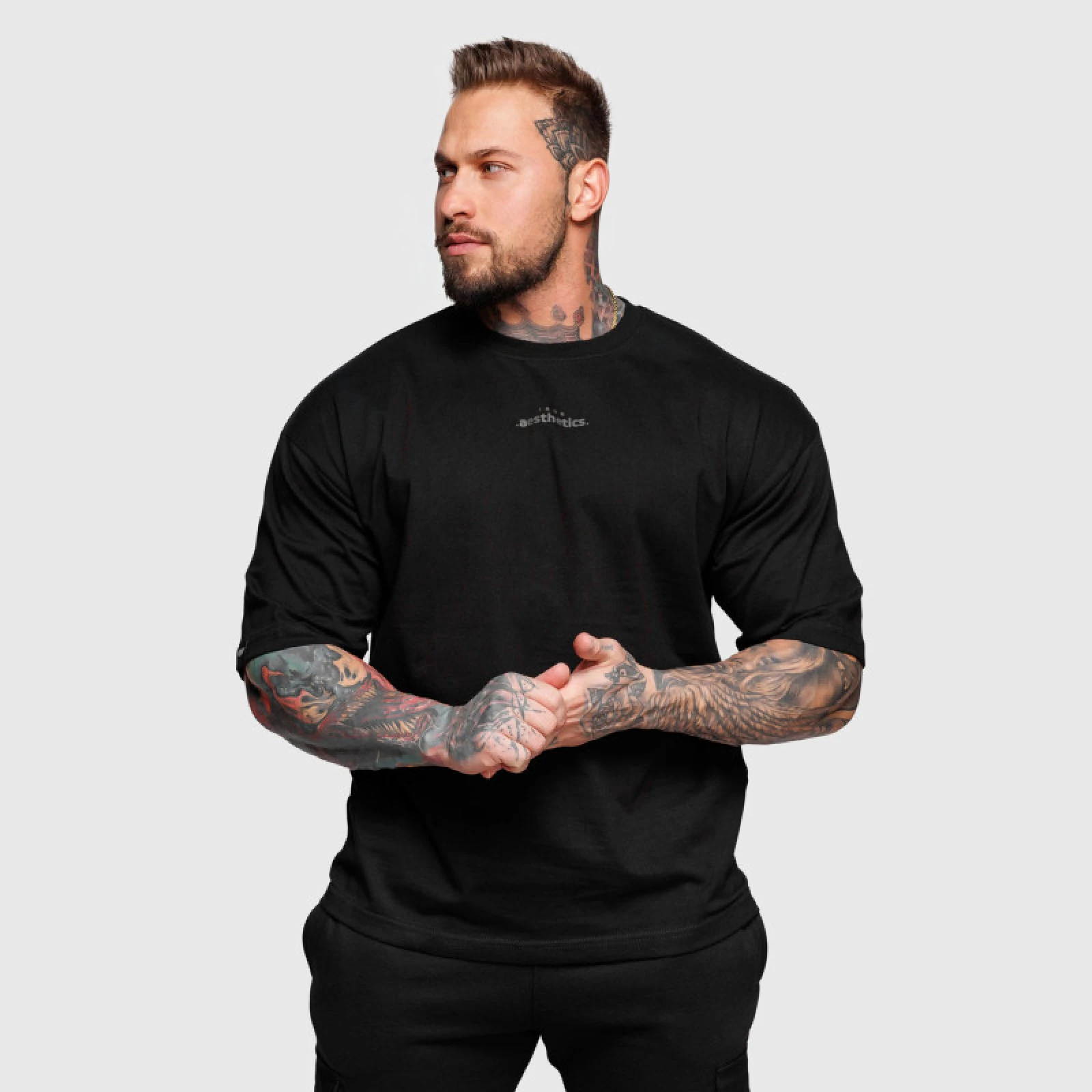 Oversize póló Iron Aesthetics Major, fekete · záber 2