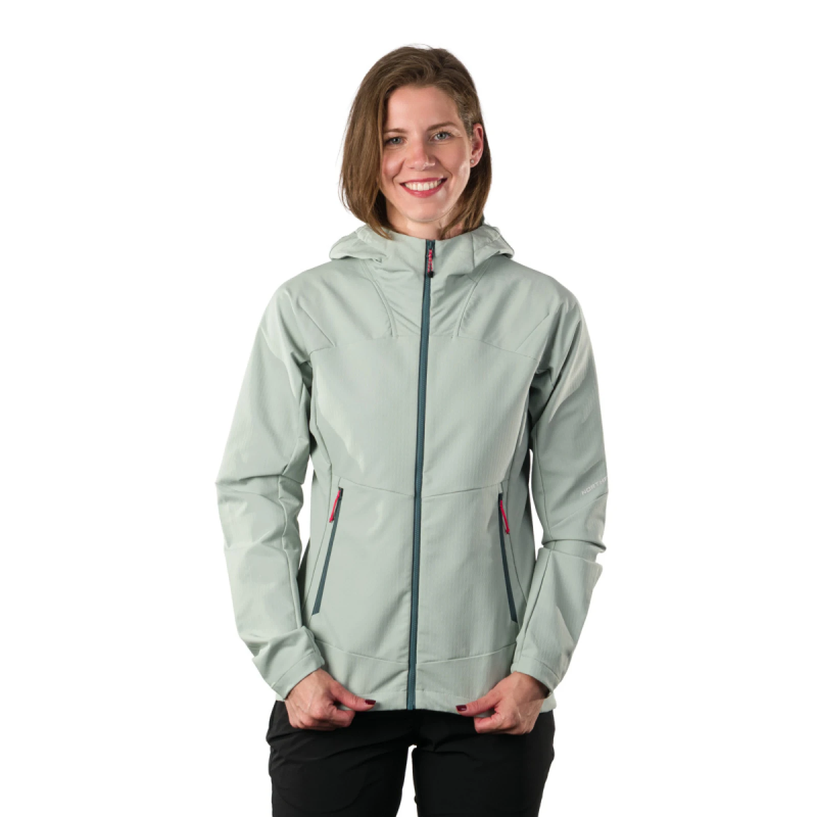 Női túrázó Softshell kabát kapucnival NORTHFINDER DESTINEY-333lightgreen · záber 2