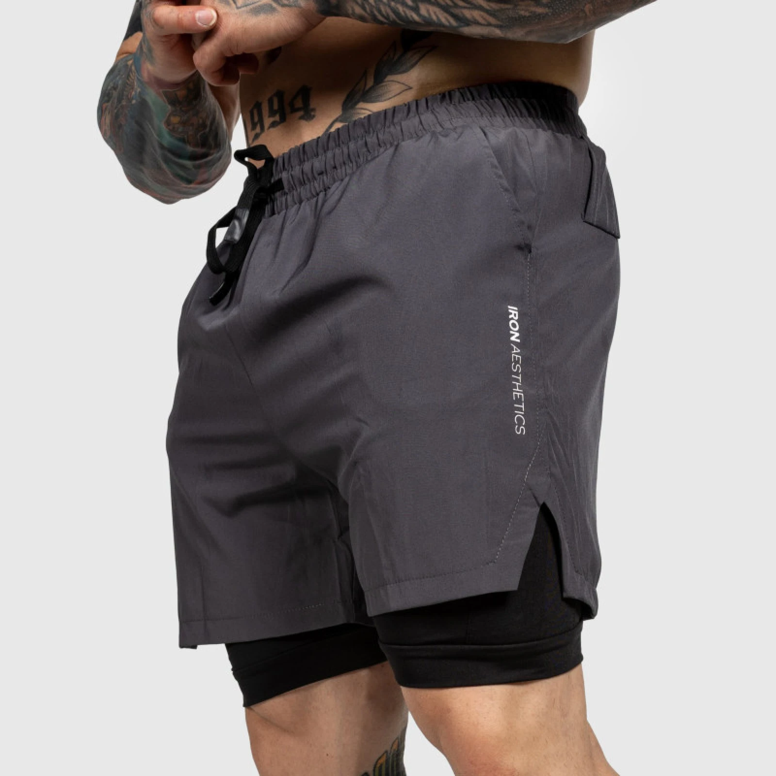 Funkcionális short Iron Aesthetics SweatPro 2in1, sötétszürke · záber 3