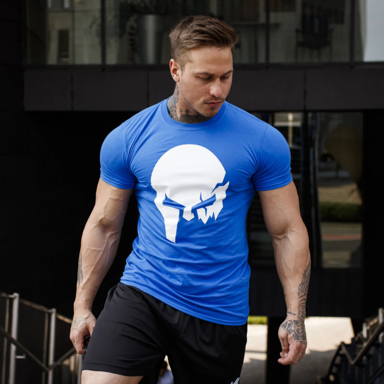 Ultrasoft póló Iron Aesthetics Skull, kék · záber 1