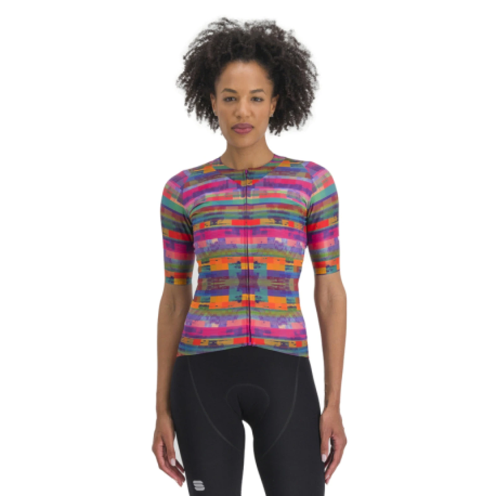 Női rövid ujjú kerékpáros mez SPORTFUL Glitch w bomber jersey, multicolor black · záber 1