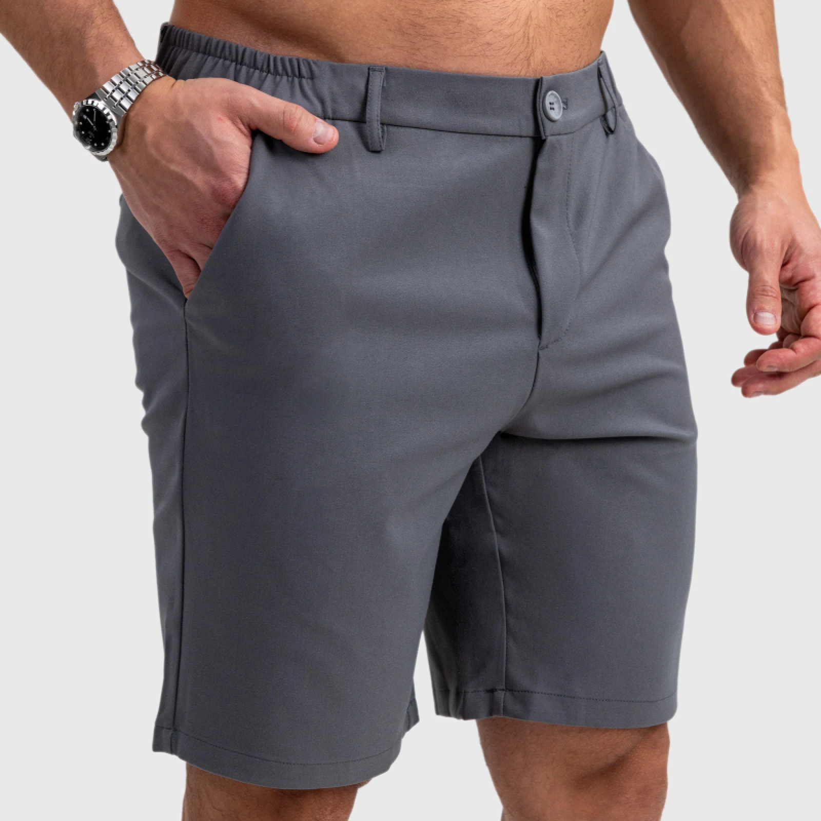 Férfi rövidnadrág Iron Aesthetics Chino Flex, szürke · záber 5