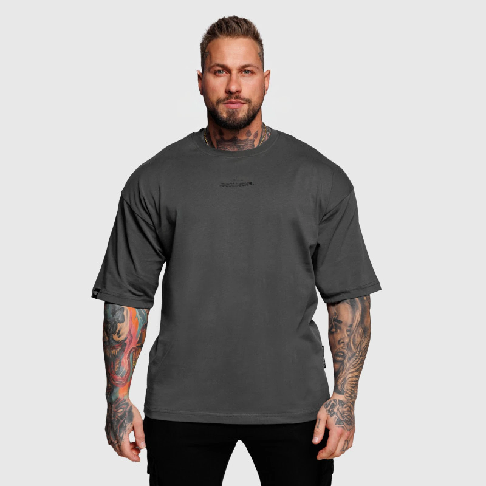 Oversize póló Iron Aesthetics Major, szürke · záber 5
