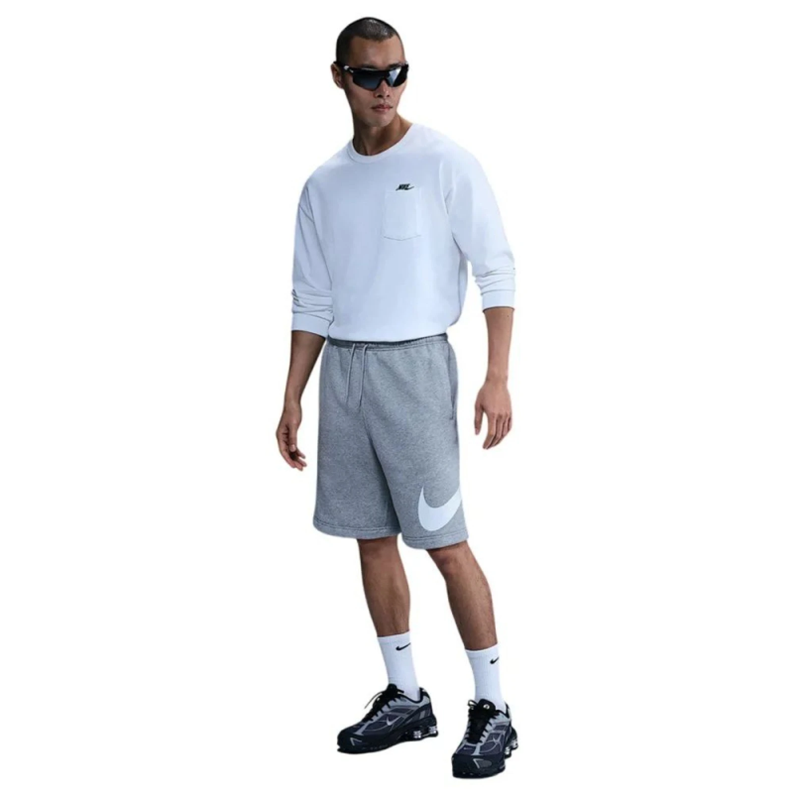 Férfi melegítőnadrág rövidnadrág NIKE M NK CLUB BB SHORT GX DK GREY HEATHER LT SMOKE GREY WHITE · záber 2