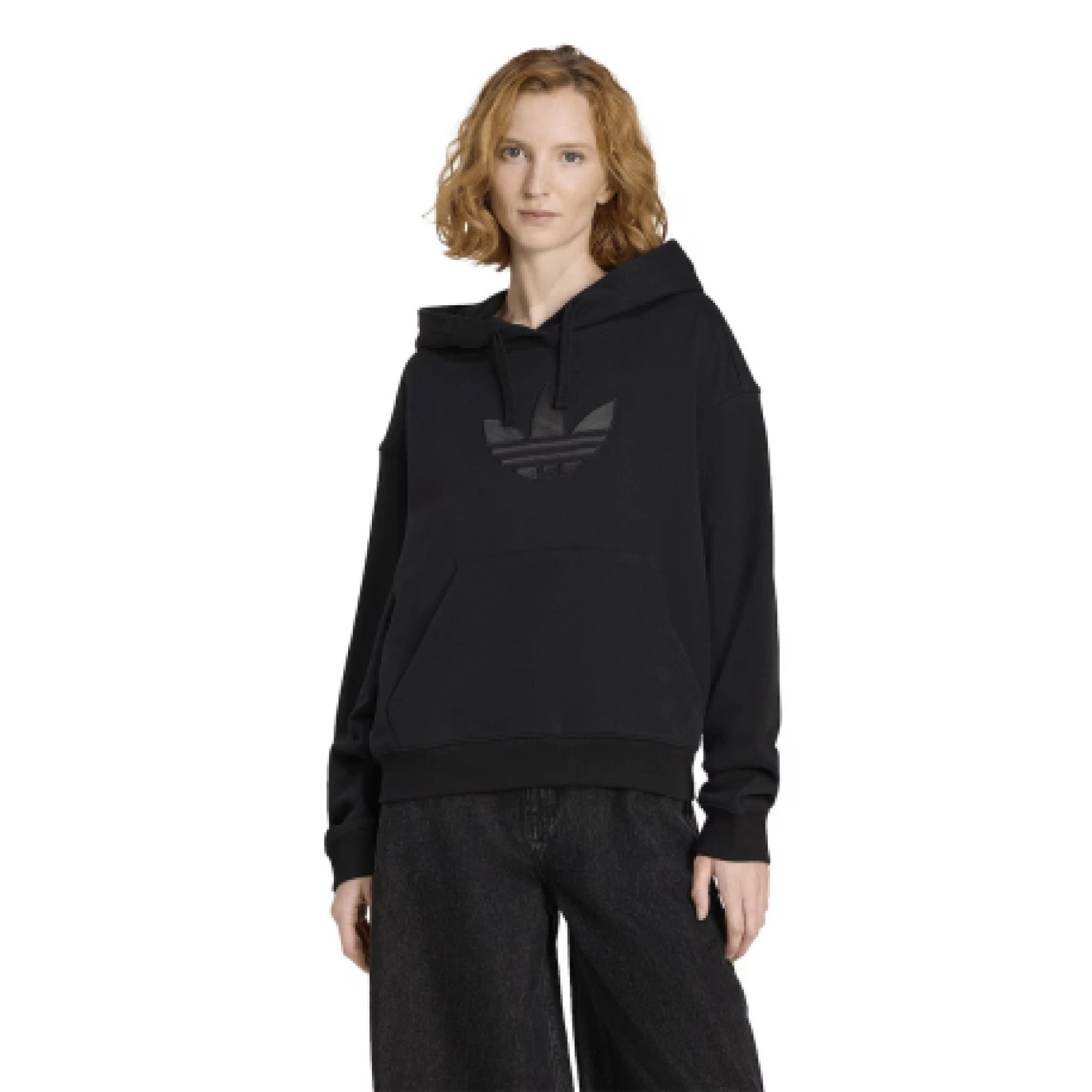Női kapucnis pulóver ADIDAS ORIGINALS TREFOIL HOODIE BLACK · záber 1