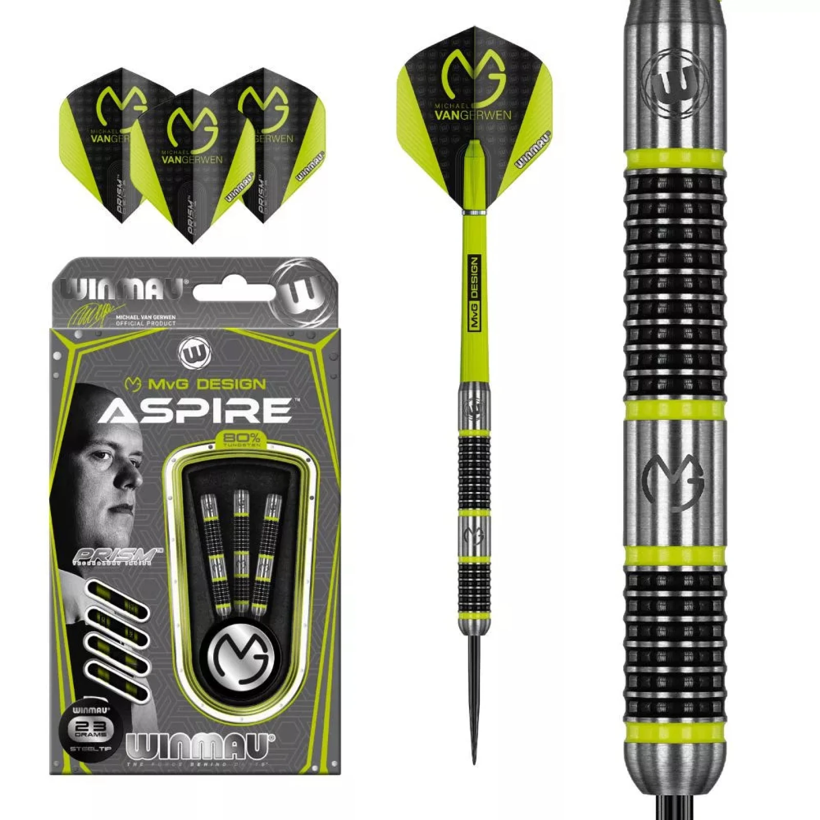 Dart szett Winmau steel MvG Aspire 23g, 80% · záber 7