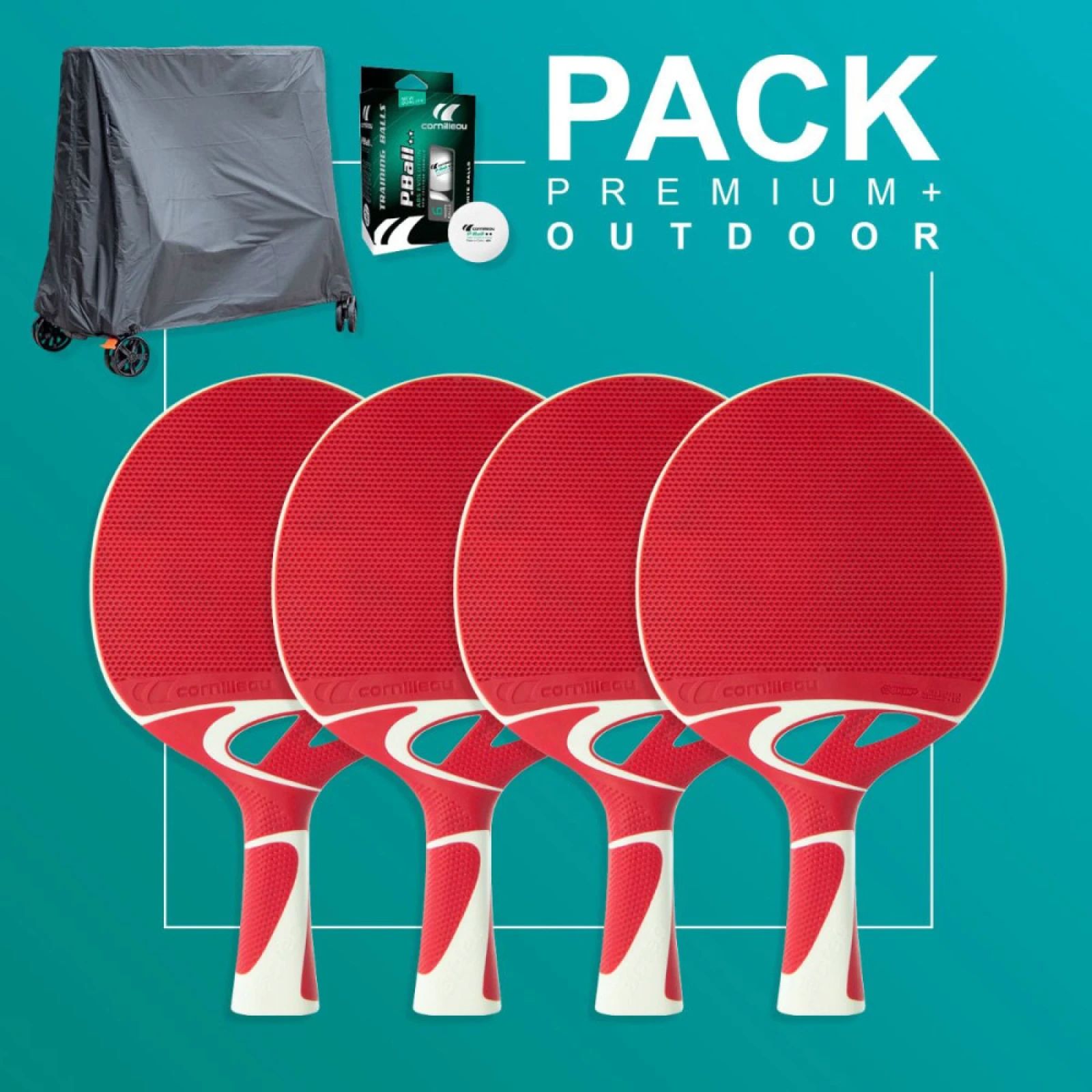 Cornilleau Premium plus pack kültéri (ASZTALTAKARÓ +pingpong ÜTŐK + LABDÁK) · záber 1