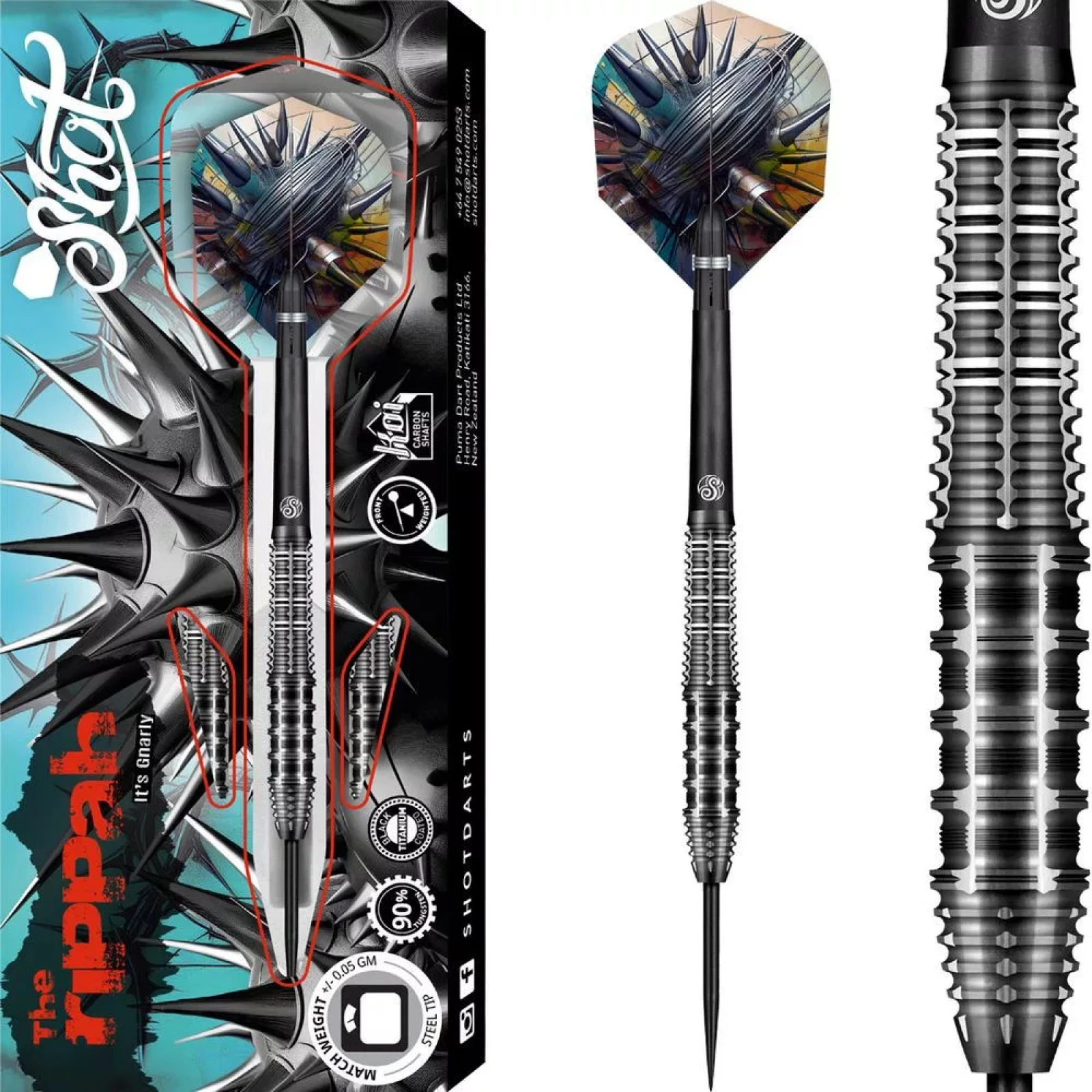 Darts szett steel, Shot Gnarly Rippah 23g, 90% · záber 1
