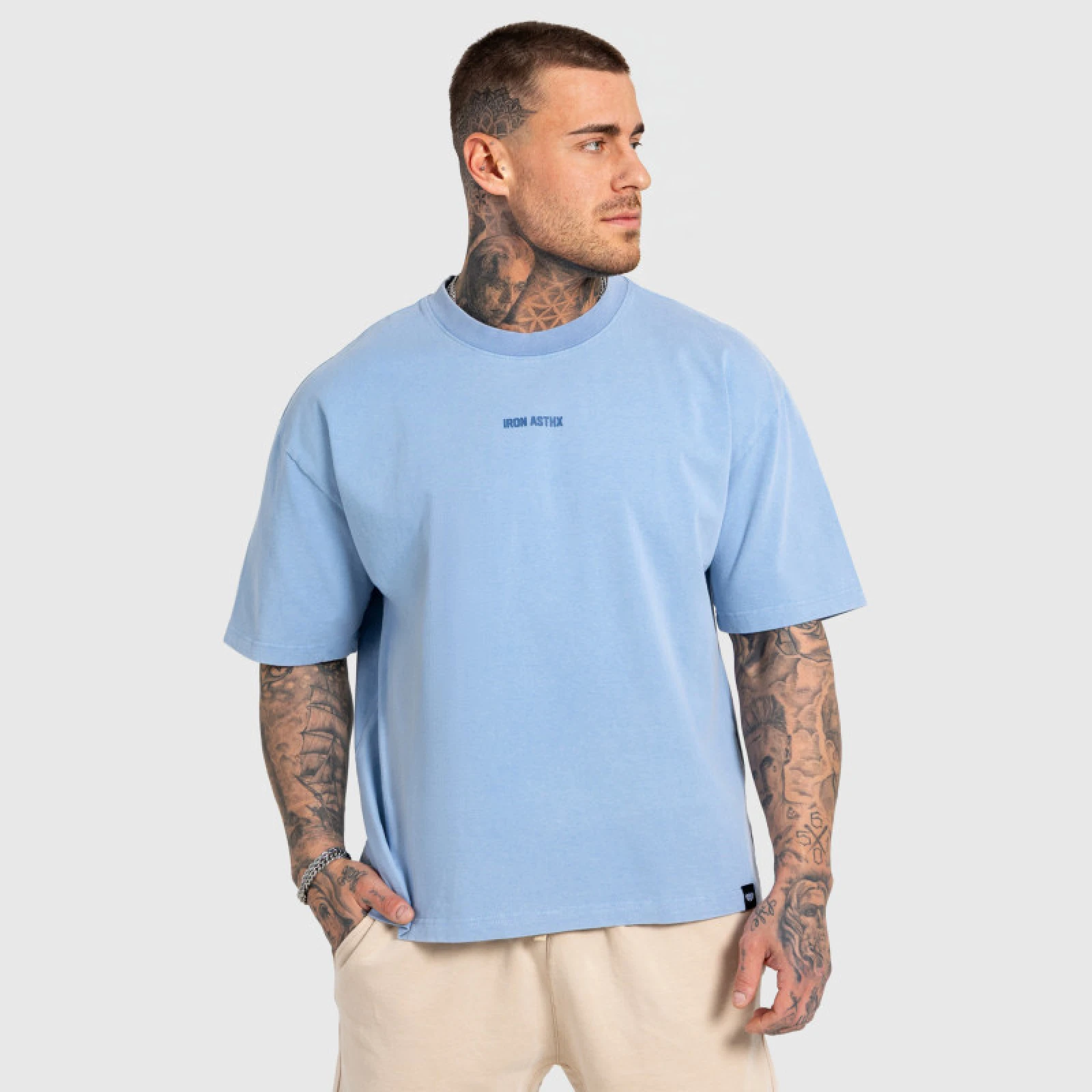 Férfi póló Iron Aesthetics X Washed, kék · záber 5