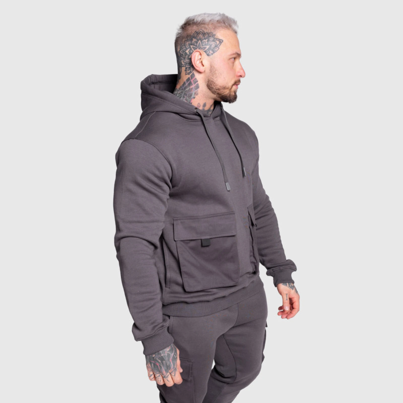 Kapucnis pulóver Iron Aesthetics Cargo Hoodie, sötétszürke · záber 3