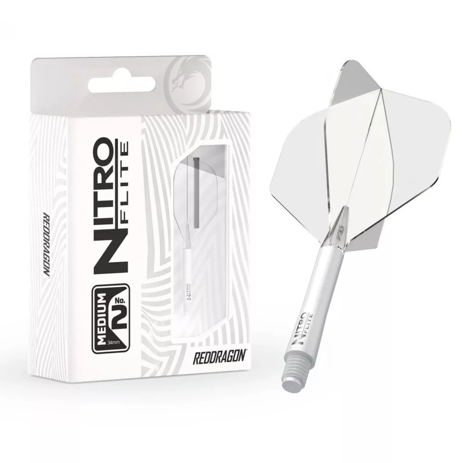 Darts toll és szár egyben Red Dragon Nitro Flite fehér-átlátszó, standard toll és hosszú szár · záber 1