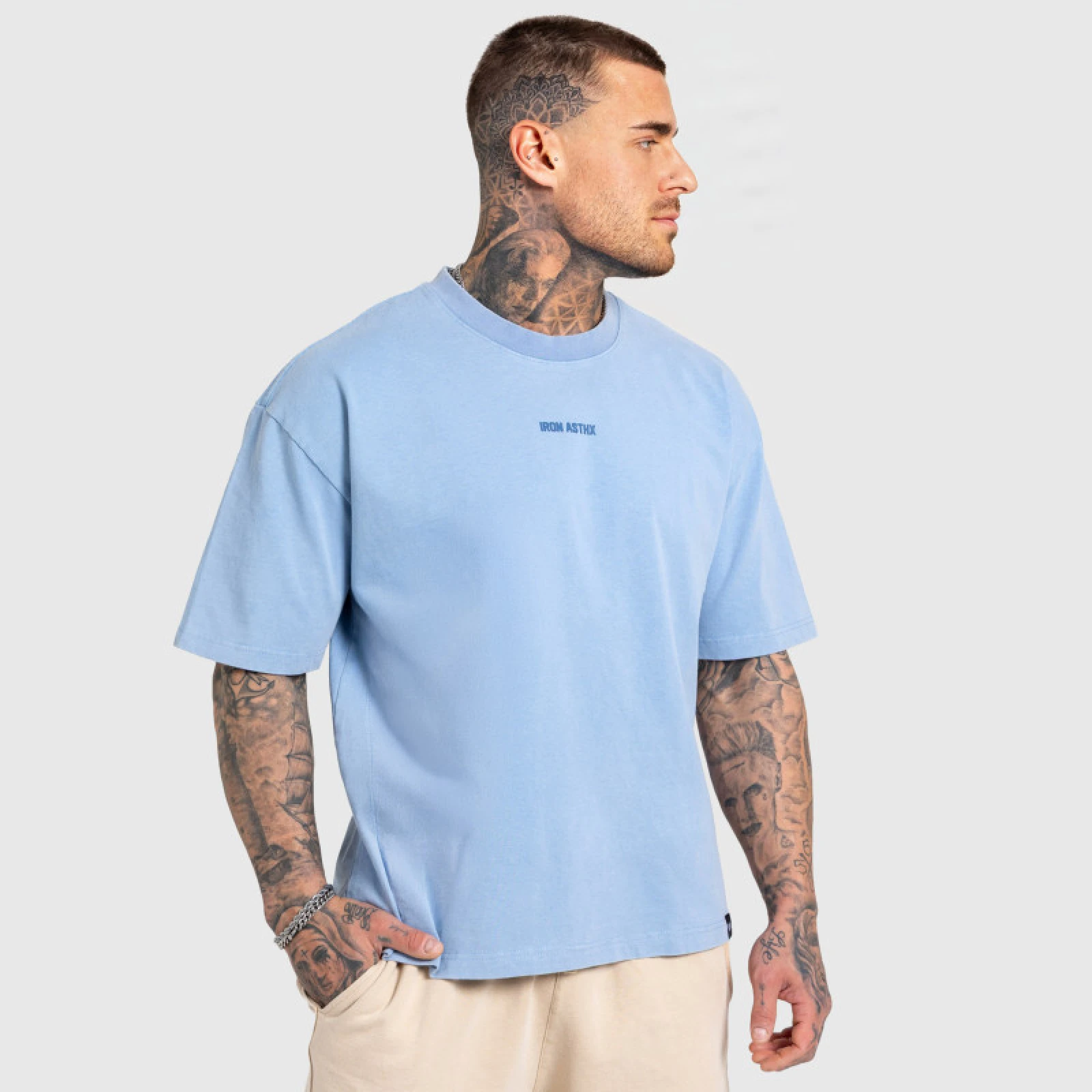 Férfi póló Iron Aesthetics X Washed, kék · záber 3