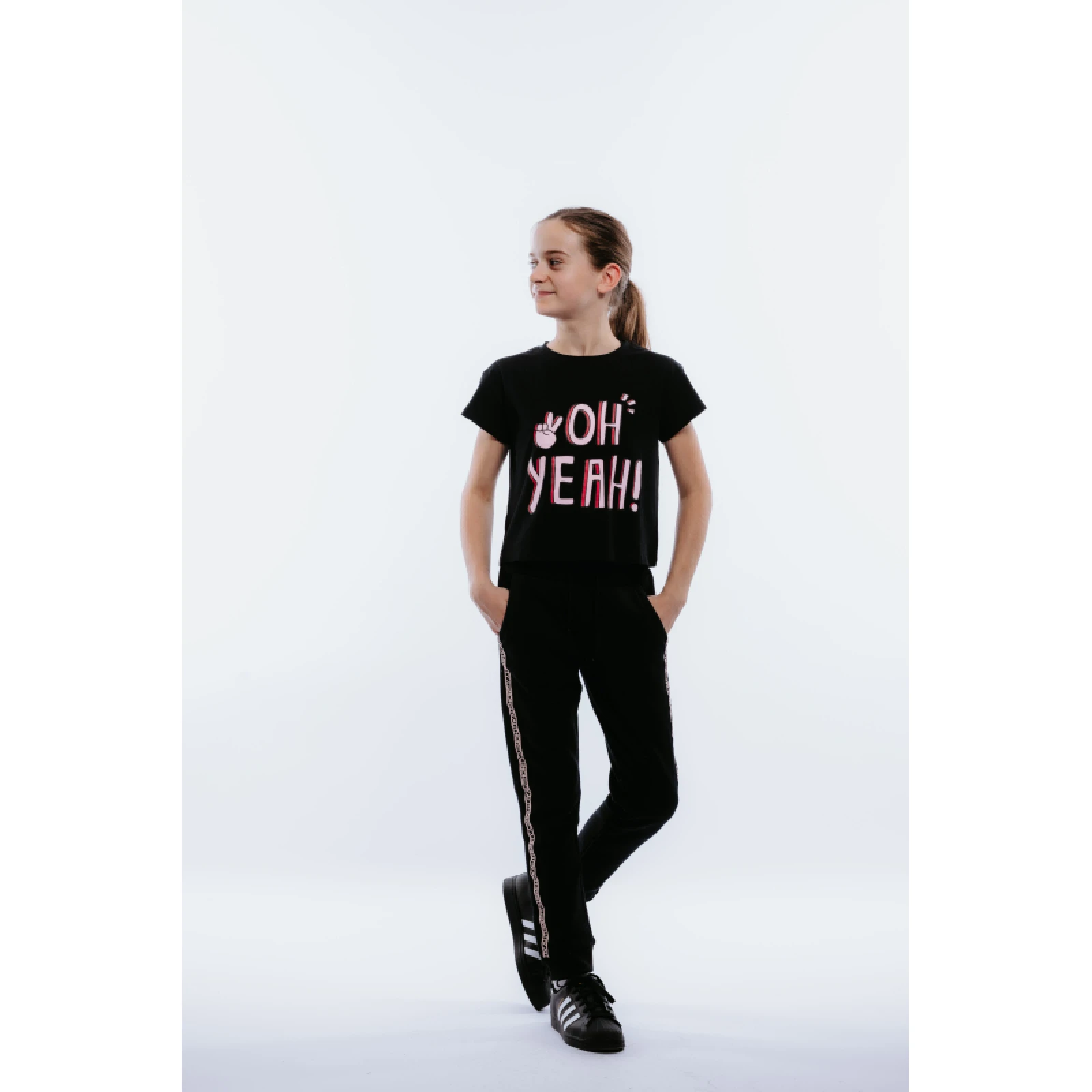 Lány póló rövid ujjú AUTHORITY KIDS T-COL G black · záber 5