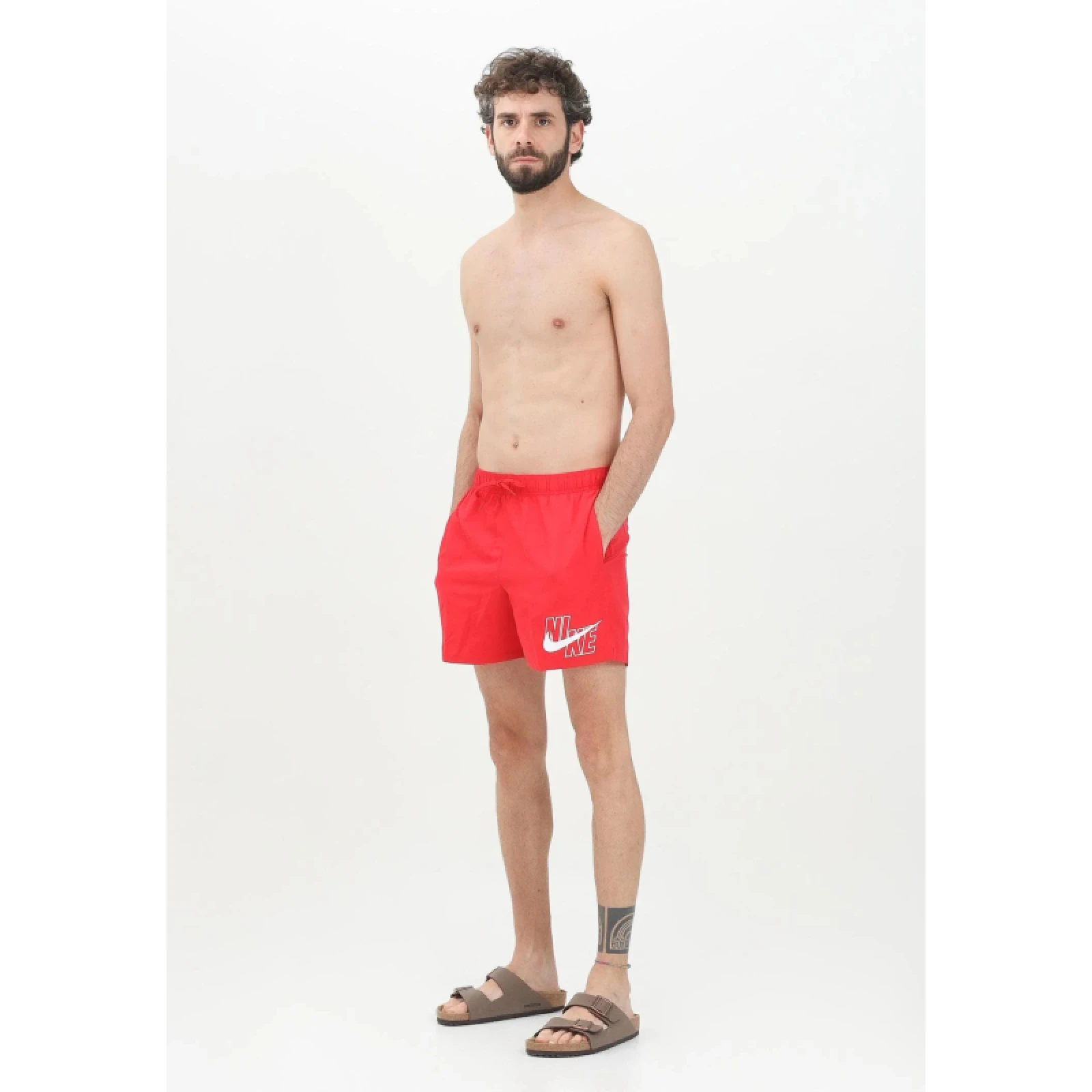 Férfi fürdőnadrág NIKE SWIM NIKE LOGO LAP 5 inch UNIVER-UNIVERSITY RED · záber 4