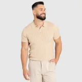 Férfi póló Iron Aesthetics Polo Knit, bézs · záber 2