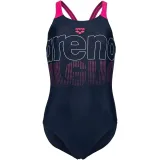 Lány úszó egyrészes fürdőruhája ARENA SWIMSUIT V BACK GRAPHIC Blue · záber 9
