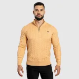 Férfi kötött pulóver Iron Aesthetics Cable Knit, camel · záber 5
