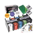 póker készlet, utazó, 200db számozott zsetonnal (4 gr), 2 pakli kártyával, kártyaposztóval, dealer korongokkal · záber 2