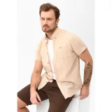 Férfi rövid ujjú ing VOLCANO LIN-102-BEIGE · záber 2