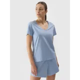 Női rövid ujjú V-nyakú póló 4F TSHIRT-WSS24TTSHF1162-34S-LIGHT BLUE · záber 2