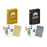 12 csomag PÓKER KÁRTYA 100% PLASZTIK, COPAG ELITE POKER JUMBO NAGY SZÁMMAL (6 DB ARANY + 6 DB FEKETE HÁTLAPPAL) · záber 1