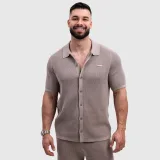 Férfi kötött ing Iron Aesthetics Vibe, bézs · záber 1