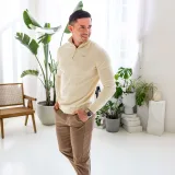 Kötött pulóver cipzárral Iron Aesthetics Tomas, bézs · záber 2