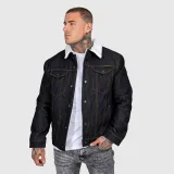 Férfi farmerkabát Iron Aesthetics Sherpa, fekete · záber 2