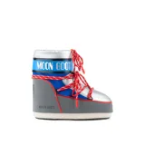 Alacsony téli cipők MOON BOOT MB ICON LOW SPACE RACING-HF04 SILVER BLUE RED · záber 1