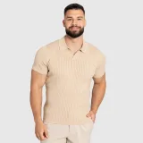 Férfi póló Iron Aesthetics Polo Knit, bézs · záber 1