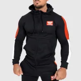 Kapucnis cipzáros pulcsi Iron Aesthetics Tricolora, fekete · záber 2