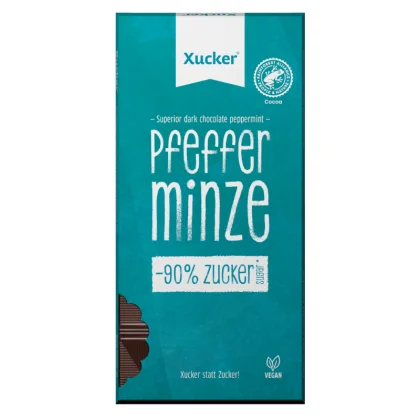 Xucker Wegańska ciemna czekolada z miętą pieprzową