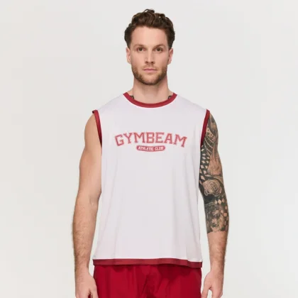 GymBeam Men‘s Varsity Tank Top White