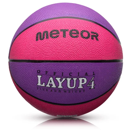 Piłka do koszykówki Meteor Layup 4 różowy/fioletowy