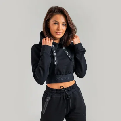 STRIX Damska krótka bluza z kapturem Essential Black