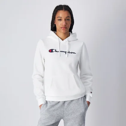 Champion Women‘s Big Logo Slim Fit Hoodie White