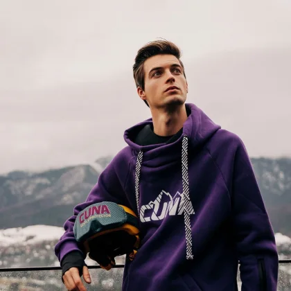 Bluza snowboardowa męska z kapturem ciemny fiolet MistralPRO - LARGE
