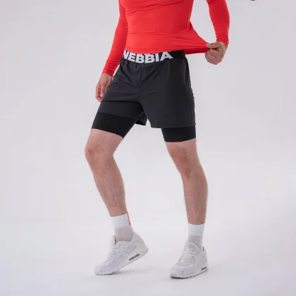 NEBBIA Szorty męskie Double-Layer Black