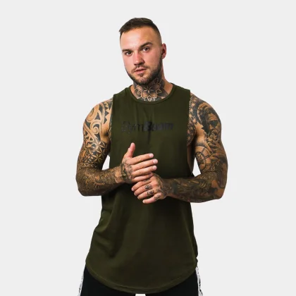 GymBeam Podkoszulek Cut Off Military Green