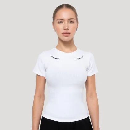 GymBeam Women‘s Tribal Ribbed T-shirt White