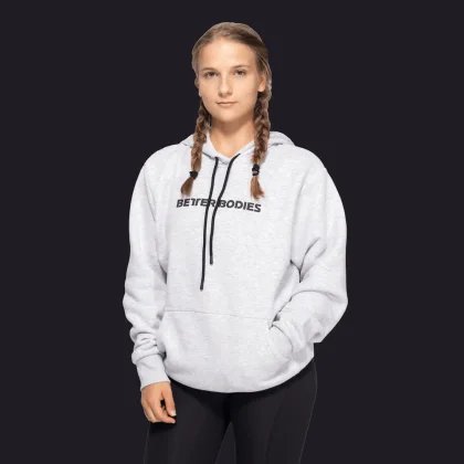 Better Bodies Damska bluza z kapturem Logo Light Grey Melange
