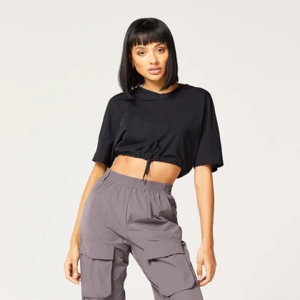 SQUATWOLF Code Crop V Neck Jersey Black