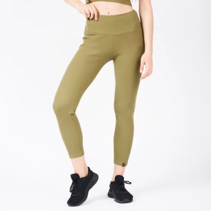 Legginsy bawełniane damskie oliwkowe HOMY - XL