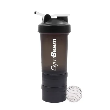 GymBeam Wielopoziomowy Szejker Multi-Storage Blend Bottle Black White 600 ml